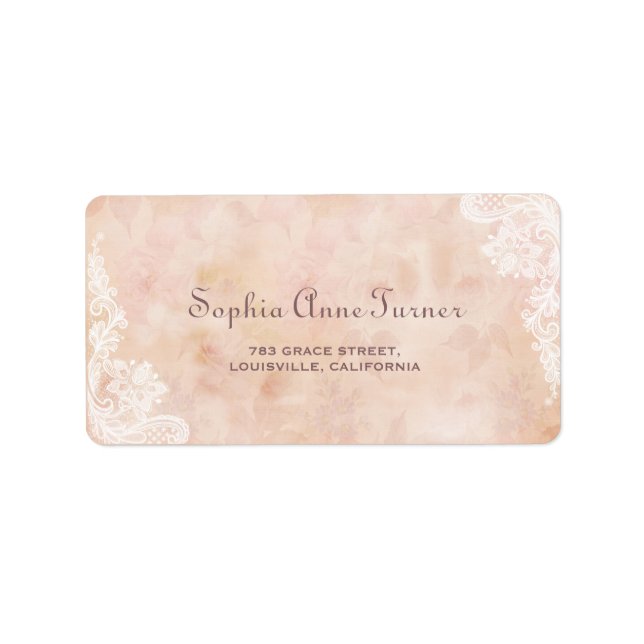 Vintage Spitzen-Rose Alte Papierhochzeit Adressaufkleber (Vorne)