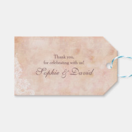 Vintage Spitzen-Rose Alte Papierhochzeit Geschenkanhänger