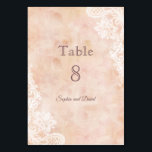 Vintage Spitzen-Rose Alte Tischnummer<br><div class="desc">Romantisches,  Vintages Design mit weißen Spitzen-Ecken auf einem alten Papier mit Rose. Verwenden Sie das Tool Anpassen,  um Ihre Informationen hinzuzufügen. Für passende Artikel,  besuchen Sie bitte meine Vintage Spitzen-Rose Old Paper Wedding Collection.</div>