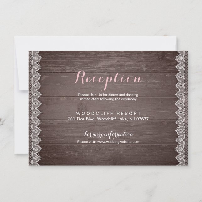 Vintage Spitzen rustikale Hochzeitskarte Einladung (Vorderseite)