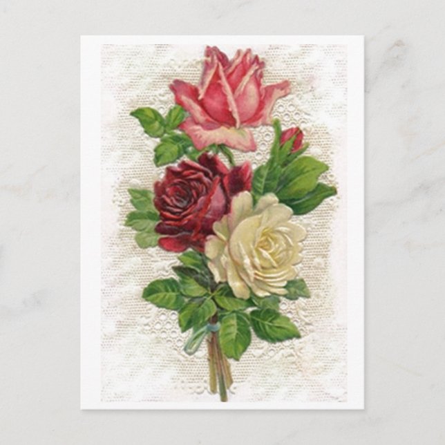 Vintage Spitzen und Rose Postkarte (Vorderseite)