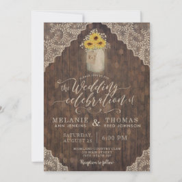 Vintage Spitzen und Sonnenblumen Hochzeitseinladun Einladung