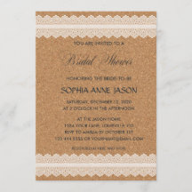 Vintage Spitzenweine Cork BRIDAL SHOWER Einladung