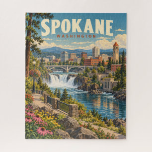 Vintage Spokane Washington River Falls