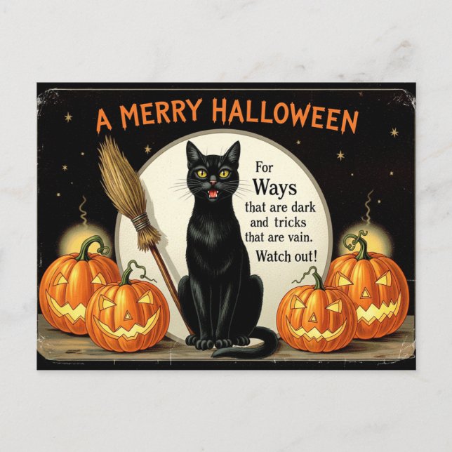 Vintage Spooks & Grins: Ein "frohes Halloween" Postkarte (Vorderseite)