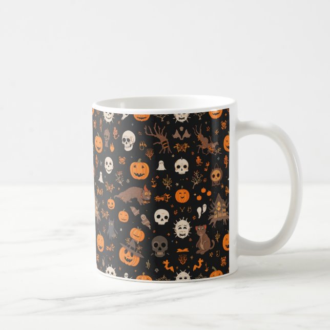 Vintage Spooky Pattern Coffee Mug - Classic Hallo Kaffeetasse (Rechts)