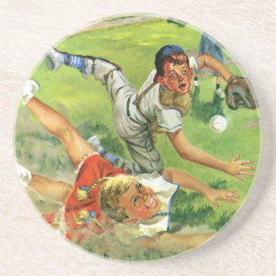 Vintage-Sport Baseball, Kinderteams beim Spielen Getränkeuntersetzer