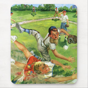 Vintage Sport Baseball, Kinderteams spielen Mousepad
