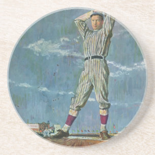 Vintage-Sport Baseball, Pitcher im Baseballspiel Getränkeuntersetzer