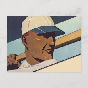 Vintage-Sport Baseball-Schlagmann, stilisierte Kun Postkarte
