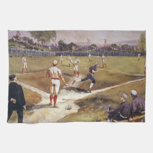 Vintage-Sport Baseball-Spiel von Henry Sandham Geschirrtuch