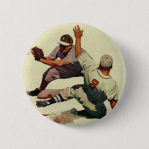 Vintage-Sport Baseball, Spieler rutscht nach Hause Button