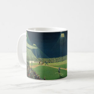 Vintage-Sport, Baseballspiel bei Nacht Kaffeetasse