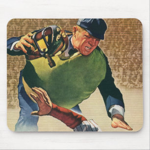Vintage-Sport Baseballspieler, der Schiedsrichter Mousepad