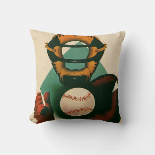Vintage-Sport Baseballspieler, Fänger mit Handschu Kissen