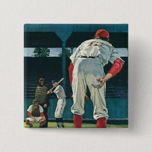 Vintage-Sport Baseballspieler Pitcher auf dem Moun Button