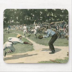 Vintage-Sport, Baseballspieler rutscht ins Heim Mousepad