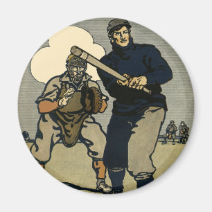 Vintage-Sport Baseballspieler, stilisierte Kunst Magnet