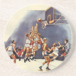Vintage-Sport Basketball, Spieler in einem Spiel Sandstein Untersetzer