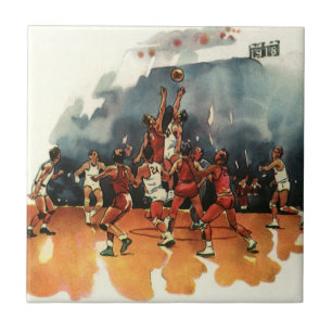Vintage-Sport-Basketballspiel, Basketballspieler Fliese