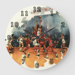 Vintage-Sport-Basketballspiel, Basketballspieler Große Wanduhr