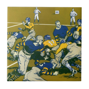 Vintage Sport-Fußballspiel, Gold- gegen Blaumannsc Fliese