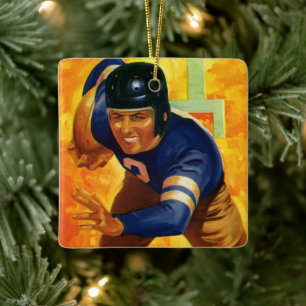 Vintage-Sport-Fußballspieler-Quarterback-Lauf Keramikornament