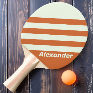 Vintage Sport Orange Streifen mit Namen Tischtennis Schläger