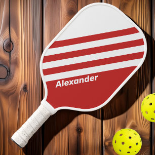 Vintage Sport rote Streifen mit Namen Pickleball Schläger