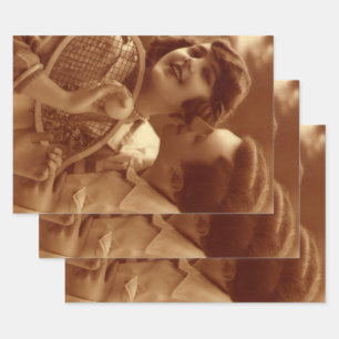 Vintage-Sport Tennis, Liebe und Romantik Geschenkpapier Set