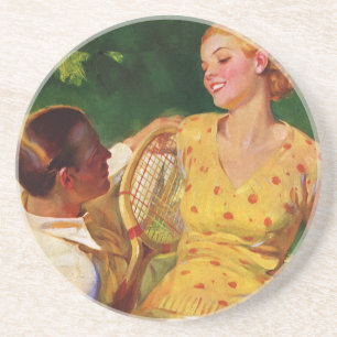 Vintage-Sport Tennis, Liebe und Romantik Untersetzer