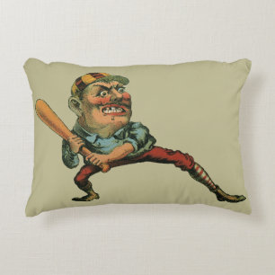 Vintage-Sport, wütender Baseballspieler am Schlag Dekokissen