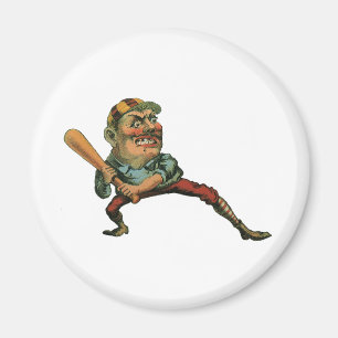 Vintage-Sport, wütender Baseballspieler am Schlag Magnet