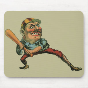 Vintage-Sport, wütender Baseballspieler-Schlagmann Mousepad
