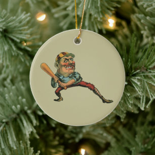 Vintage Sportarten, Angry Baseball Player Batter Keramik Ornament