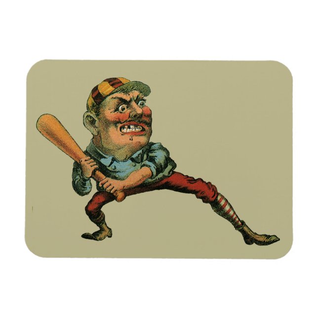 Vintage Sportarten, Angry Baseball Player Batter Magnet (Horizontal)