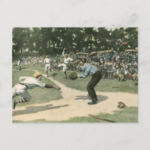 Vintage Sportarten, Baseballspieler, der in Zuhaus Postkarte