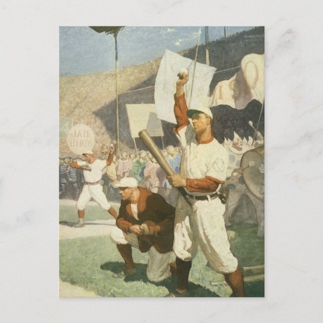 Vintage Sportarten, Baseballspieler Postkarte (Vorderseite)