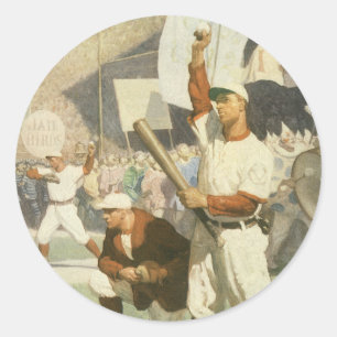 Vintage Sportarten, Baseballspieler Runder Aufkleber