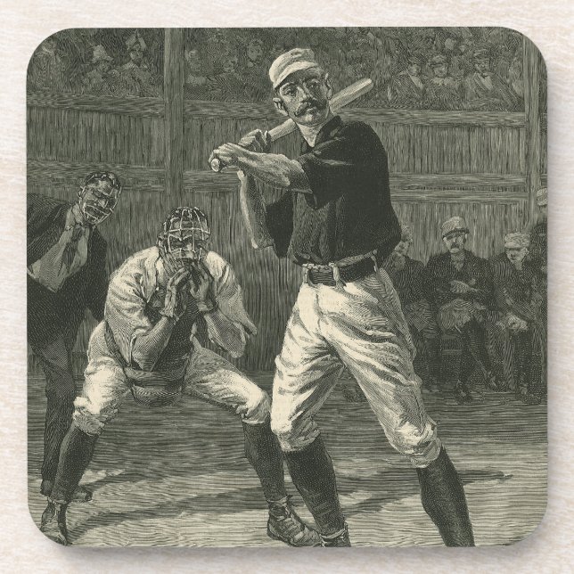 Vintage Sportarten, Baseballspieler von Thulstrup Untersetzer (Vorderseite)
