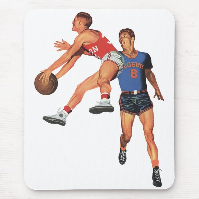 Vintage Sportarten, Basketball-Spieler im Spiel Mousepad (Vorne)