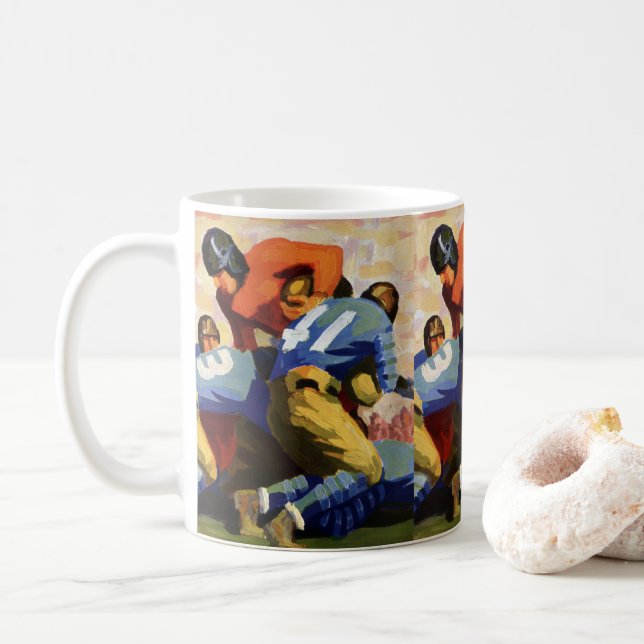 Vintage Sportarten, Fußballspieler Kaffeetasse (Mit Donut)
