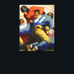 Vintage Sportarten, Fußballspieler Leinwanddruck<br><div class="desc">Vintage Illustration stilisierten Sportfußball-Design mit Spielern,  die ein lustiges Sonntagsspiel spielen. Das Quartett hat den Ball für die rote Mannschaft und die blaue Mannschaft versucht ihn zu bekämpfen.</div>