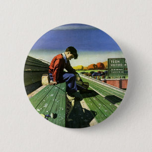 Vintage Sportarten, trauriger Fußballfan mit Megap Button