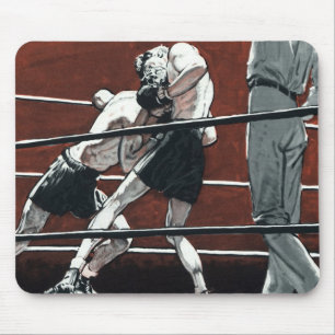 Vintage Sportboxen, Boxer kämpfen im Ring Mousepad