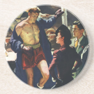 Vintage-Sportboxen, Boxer verlässt den Ring Sandstein Untersetzer