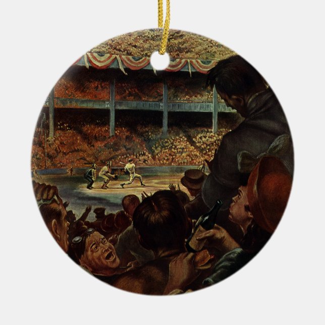 Vintage Sportfans im Baseballstadion Keramikornament (Vorne)