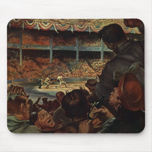Vintage Sportfans im Baseballstadion Mousepad (Vorne)