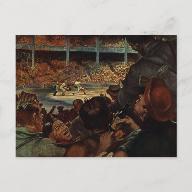 Vintage Sportfans im Baseballstadion Postkarte (Vorderseite)