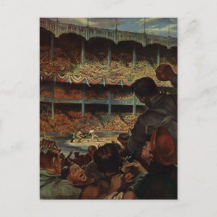 Vintage Sportfans im Baseballstadion Postkarte
